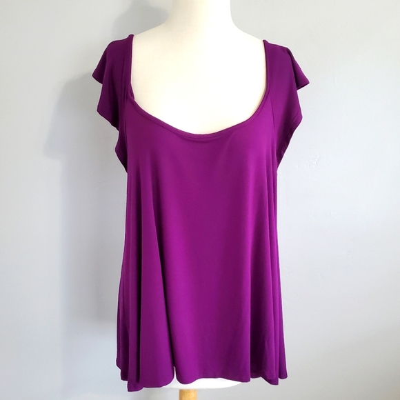 Modal Cold Shoulder Eggplant Tunic Top 2X - Picture 6 of 12